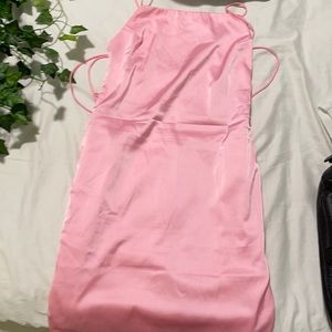 Meshki satin baby pink open back